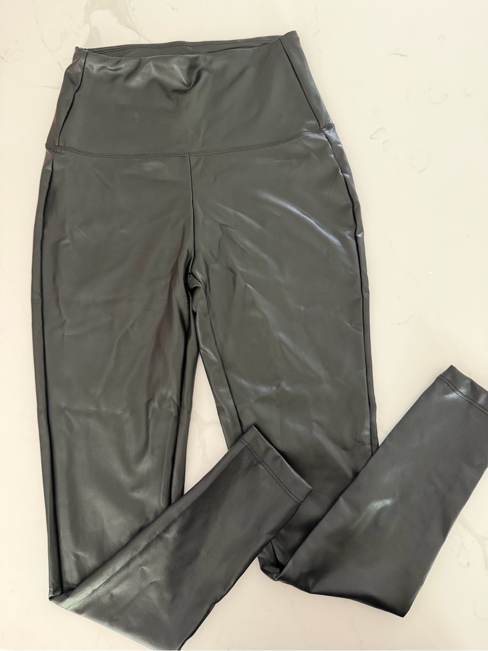 Zenana Faux Leather High-Waist Leggings - Black